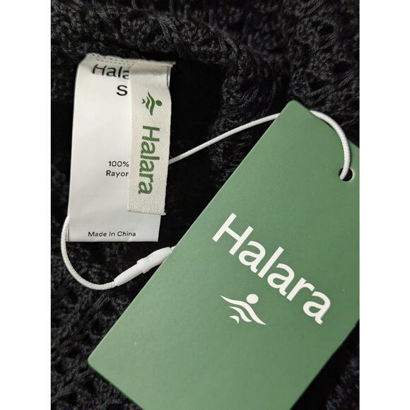 Halara Skirt Womens Small Black Crochet Knit Midi Swim Cover Up High Slit Beach - Picture 6 of 8